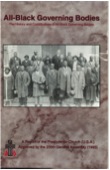 Cover page for All-Black Governing Bodies report, center photo is of congregational leaders from Goodwill Presbyterian Church in Mayesville, SC in 1934  