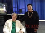 Cindy Bolbach, Moderator of the 219th General Assembly (2010) and Alma-jean Marion, Moderator of the General Assembly Committee on Representation back stage of the 220th General Assembly (2012).