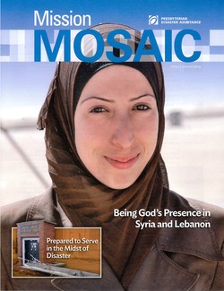 Mission Mosaic spring/summer 2014 cover featuring refugee from Syria
